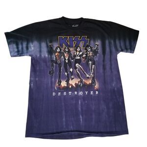 Vintage 2005 Liquid Blue KISS Destroyer Concert Tie Dye T-Shirt Band Rock Large